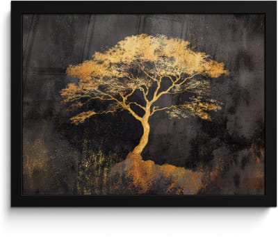 Poster in lijst - Fotolijst 40x30 cm - Posters - Boom - Schilderij - Goud - Abstract - Posterlijst zwart - Decoratie - Wanddecoratie woonkamer - Muurdecoratie slaapkamer
