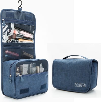 Norras toilettas met haak - ophangbare toilettas - reis toilettas - kamperen toilettas - donker blauw