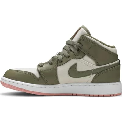 Air Jordan 1 Mid GP Trooper Bleached Coral Kinder Sneakers Groen Licht-Oerhout-Bruin 640737-225 US 2.5Y gray