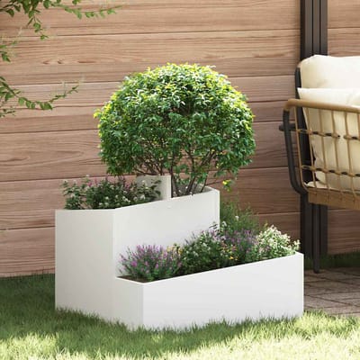 vidaXL - Plantenbak - Wit - 60 - x - 60 - x - 50 - cm - Koudgewalst - staal