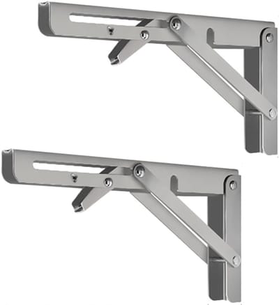 2 stuks - Opvouwbare plankbeugels van roestvrij staal - Ondersteuningsframe - Robuuste opvouwbare plankbeugels van roestvrij staal voor banktafels - Ruimtebesparend - DIY-beugels - 25 cm/10 inch、