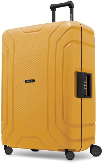 Redolz Essentials 15 4-wiel trolley 75 cm met driepuntsbevestiging - Harde bagage - TSA slot - dark yellow