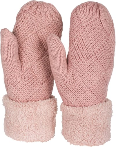 styleBREAKER Dames warme winter gebreide wanten, handschoenen met diamantpatroon, thermo fleece, gebreide handschoenen 09010031