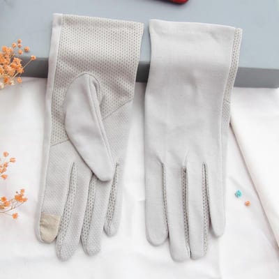 Zomerzonbestendig Katoen Zweetabsorberend Ademend Touchscreen Anti-UV Handschoenen Antislip Handschoenen. One Size gray