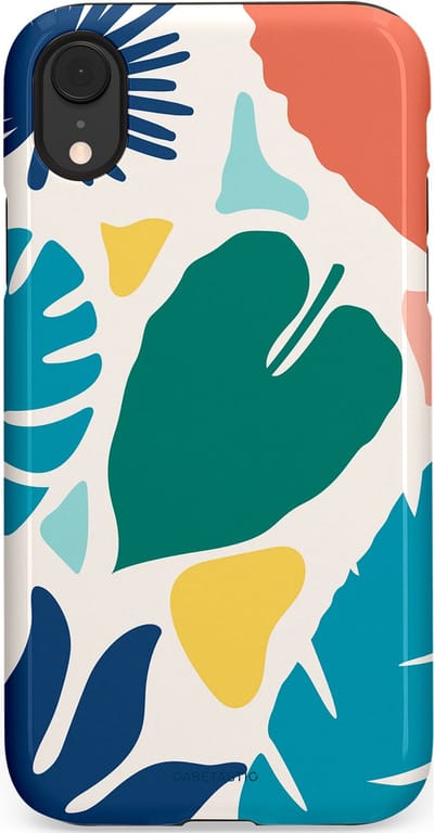 Casetastic Hoesje Geschikt voor Apple iPhone Xr - Stijlvolle Beschermende Duo-layer Case - Moderne Kunstbladeren