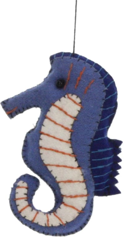 Zeepaardje blauw, vilt 9x3x12,5cm
