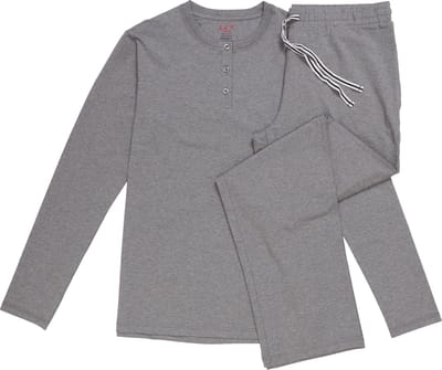 La-V pyjamaset met henleykraag voor heren Donkergrijs S