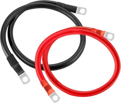 Batterijkabel 35 mm²/2 AWG, 30 cm, 12 V, Aansluitkabel met M8 Ringklemmen voor Auto's, Motorfietsen, Caravans en Marineblauw