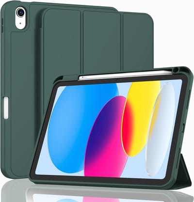 geschikt voor iPad 10e Generatie Flexibele Tri-Fold Hoes | 10.9 inch geschikt voor iPad 2022 hoes | Flexibele achterkant | Auto wake/sleep | Ingebouwde standaard | Vakje voor Apple Pencil | geschikt voor iPad 10e generatie (2022) donkergroen
