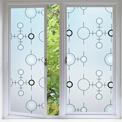 1 rouleau de film isolant de confidentialité autocollant à motif de cercle noir et blanc pour fenêtre, protection UV, autocollants de fenêtre opaques 5m
