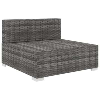 vidaXL - Tuinstoel - met - kussen - middensectie - poly - rattan - grijs