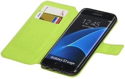 Cross Pattern TPU Bookstyle Hoesje - Wallet Case Telefoonhoesje - Geschikt voor Samsung Galaxy S7 Edge G935F Groen
