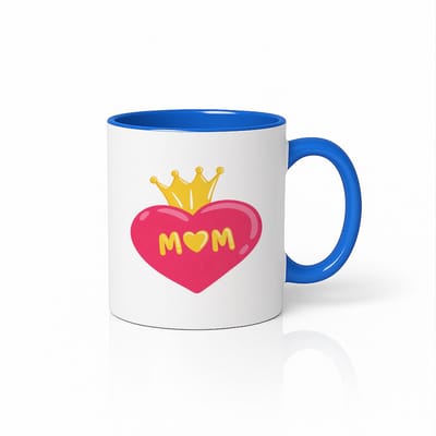 Beste Mama Ooit Cadeau Mok - Roze Hart & Gouden Kroon - Verjaardagscadeau - Blauw/Wit