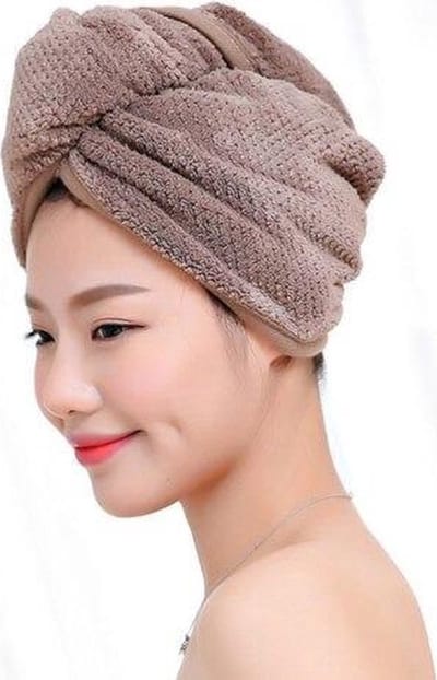 Jumada's Sneldrogende handdoek - Droger handdoek - Tulband - Bruin - Knoopsluiting