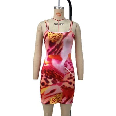 Damesjurk met jarretels, nieuwe zomerse sexy slanke rok met print, vakantiestijl voor op het strand XL beige