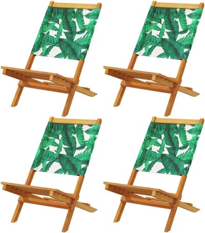 vidaXL Tuinstoelen 4 st inklapbaar stof en massief hout groen, inklapbare tuinstoel, terrasstoel, loungestoel, tuin stoel, loungestoel tuin