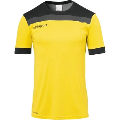Uhlsport Offense 23 Shirt Korte Mouw Kinderen - Geel / Zwart / Antraciet | Maat: 140