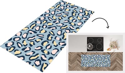 Keukenloper - Loper keuken - Panterprint - Pastel - Patronen - 120x50 cm - Keukenloper vinyl