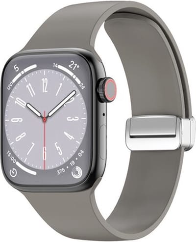 By Qubix - Geschikt voor Apple Watch bandje - Siliconen bandje - Folding Buckle - Grijs - Geschikt voor Apple Watch 44mm / 45mm / 46mm / 49mm (Ultra 1,2 en 3) - siliconen sport bandje - smartwatchbandje