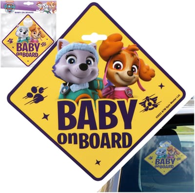Paw Patrol Skye, Everest Autoplaatje met zuignap, hangertje voor op de voorruit, autotoebehoren BABY ON BOARD