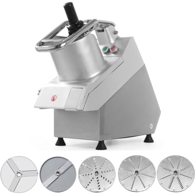 HENDI Heavy duty groentesnijder – krachtige motor – veiligheidssystemen – 5 messen – aluminium en roestvast staal