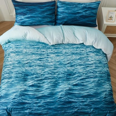 Blauw Zeeoppervlak Dekbedovertrek Set, Ultra Zacht Beddengoed Au Double 180x210cm blue