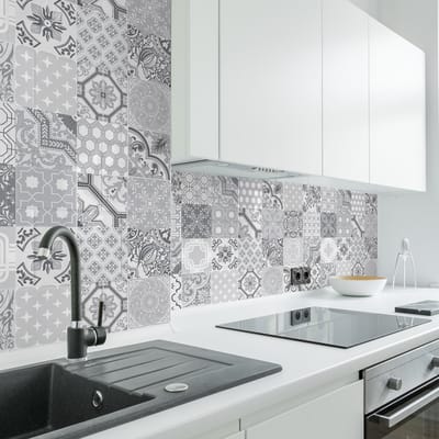 Muurstickers - Zelfklevende tegelmuurstickers voor keuken en badkamer - AZULEJOS DEMNIA - 24 stickers 10x10cm
