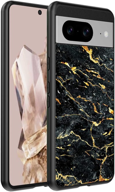 Geschikt voor Google Pixel 8 Pro Telefoonhoesje met Zwart Goud Marmer Opdruk - TPU Backcover Case Black Gold Marble Design - Zwart Goud - Smartphonica geschikt voor Google Pixel 8 Pro