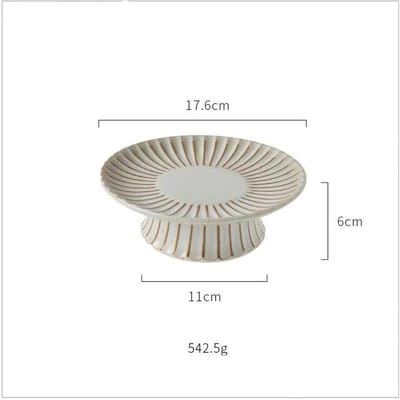 Retro Keramische Taartstandaard DUMSIM Fruitschaal Bord white