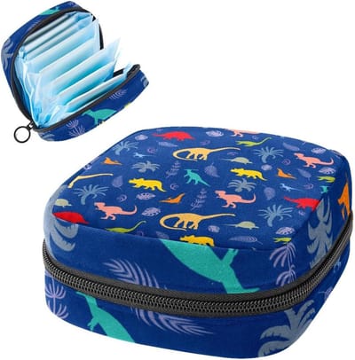 Opbergtas Maandverband - Menstruatiecup Zakje Organizer - Persoonlijke Hygiëne - Privacy Bescherming - 17 x 17 x 12 cm - Dinosauruspatroon