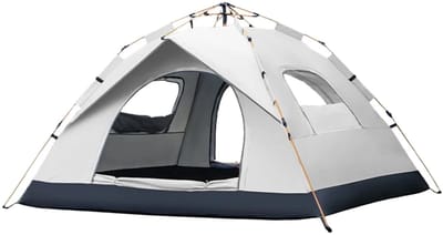 VIEMAE Tent - Pop up tent - Kampeertent - 2 persoons - Snelopenende tent - Inclusief opbergtas, haringen - 210x190x135cm - Grijs/wit