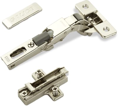 2 x Salice universeel potscharnier 110° Boorbeeld T45 met demping met kruismontageplaat Hoogte 6 mm excentrische aanpassing, Afdekking voor scharnierarm