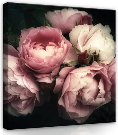 Canvas Schilderij - Bloemen - Boeket - Rozen - Wit - Planten - Inclusief Frame - 80x80cm (lxb)