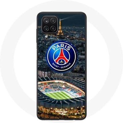 Coque - maniacase - Samsung Galaxy A12 - Noir - Souple - PSG Logo Tour Eiffel noir