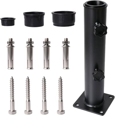 Parasolhouder Staand - Buis Standaard - Terras Beschermen - Verstelbaar met Ringen - 30 cm Lengte - Zwart