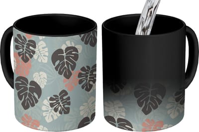 Magische Mok - Foto op Warmte Mokken - Koffiemok - Bladeren - Monstera - Hawaii - Patronen - Magic Mok - Beker - 350 ML - Theemok