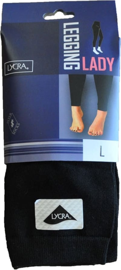 Dames legging 80% katoen - fantasie zwart - 5 stuks - maat large - assortiment kleuren