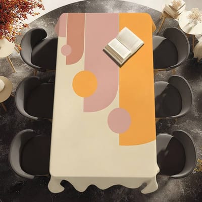 B-Bauhaus Trendy Lijnen Tafelkleed Picknick Terras Restaurant Vakantiefeest Wasbaar Vlekbestendig Polyester Tafelkleed 100x140cm