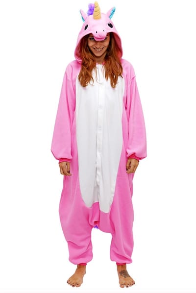 KIMU® Onesie Roze Eenhoorn Pak - Maat 140-146-152 - Eenhoornpak Unicorn Kostuum Vliegend Paard - Unicornpak Kinderen Zacht Pyjama Meisje Festival