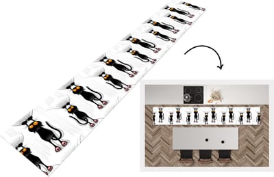 Keukenloper - Loper keuken - Patroon - Kat - Zwart - 300x50 cm - Keukenloper vinyl