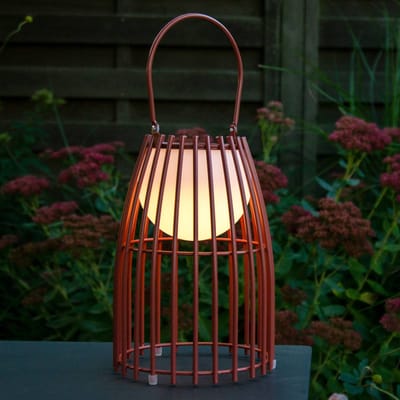 Lucide FJARA - Oplaadbare Tafellamp Binnen/Buiten - Accu/Batterij - Ø 17,5 cm - LED 3 StepDim - 1x0,3W 3000K - IP44 - Roest bruin