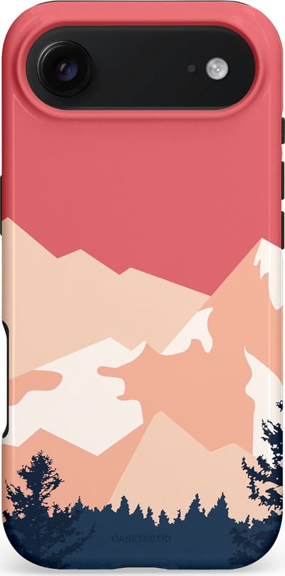 Casetastic hoesje geschikt voor Apple iPhone Air - MagSafe - Dubbellaagse bescherming - Bergen bij stille toppen - Fashion Case - Koraal Donkergrijs Zand Perzik