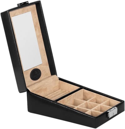 Juwelendoos - Sieraden opberger - Sieraden organiseren - Met spiegel - 12 cm breed - Zwart
