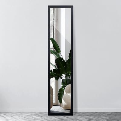 Wallfluent Staande Spiegel Met Lijst - Grote Staande Spiegel Met Lijst - 36 cm x 156 cm - Full Length Spiegel Met Lijst - Zwarte MDF Lijst - Rechthoekige Spiegel Met Lijst - Badkamer Staande Spiegel Met Lijst - Elegante Staande Spiegel Met Lijst