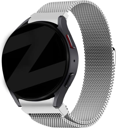 Bandz Milanese loop band geschikt voor Galaxy Watch 7 (40 & 44mm) / Galaxy Watch 6 (Classic) / 5 40mm & 44mm / Galaxy Watch 5 Pro / 4 & 4 Classic / Watch FE - gevlochten staal - Milanees bandje met magneetsluiting - zilver