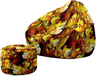 Zitzak met Voetenbank - Luie Sofa - Comfortabel Ontspannen - Opbergfunctie - 90x100+20x30cm - Abstract Graffiti