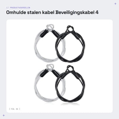 Dailygoods- Beveiligingskabel 100 cm - 4 Stuks - Roestvrij Staal - Lichtgewicht - Flexibel - Vinylcoating - Kabelslot