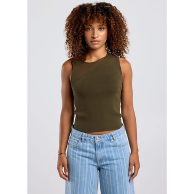 America Today Kiri Camouflage Maat: L | Mouwloze Tops Outlet | Dames | Bruin