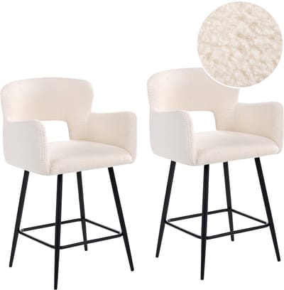 SANILAC - Barkruk set van 2 - Off-white - Bouclé