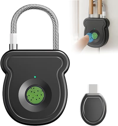 Duurzame Biometrische Hangslot zonder Sleutel, Hoogwaardige Vingerafdruk Beveiliging voor Rugzak, Opslagdozen en Bagage (40mm×16.2mm×43.5mm)